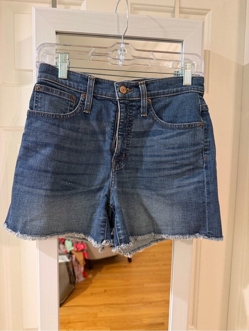 J Crew Classic Blue Denim Frayed Hem Women's Shorts
